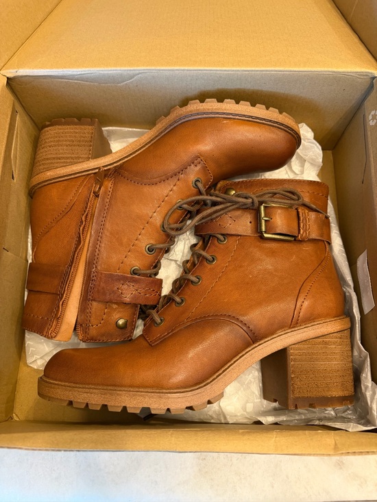 Zodiac Shoes - Ladies Zodiac Gemma Lace-Up Buckle Brown Ankle Boots - Size 9